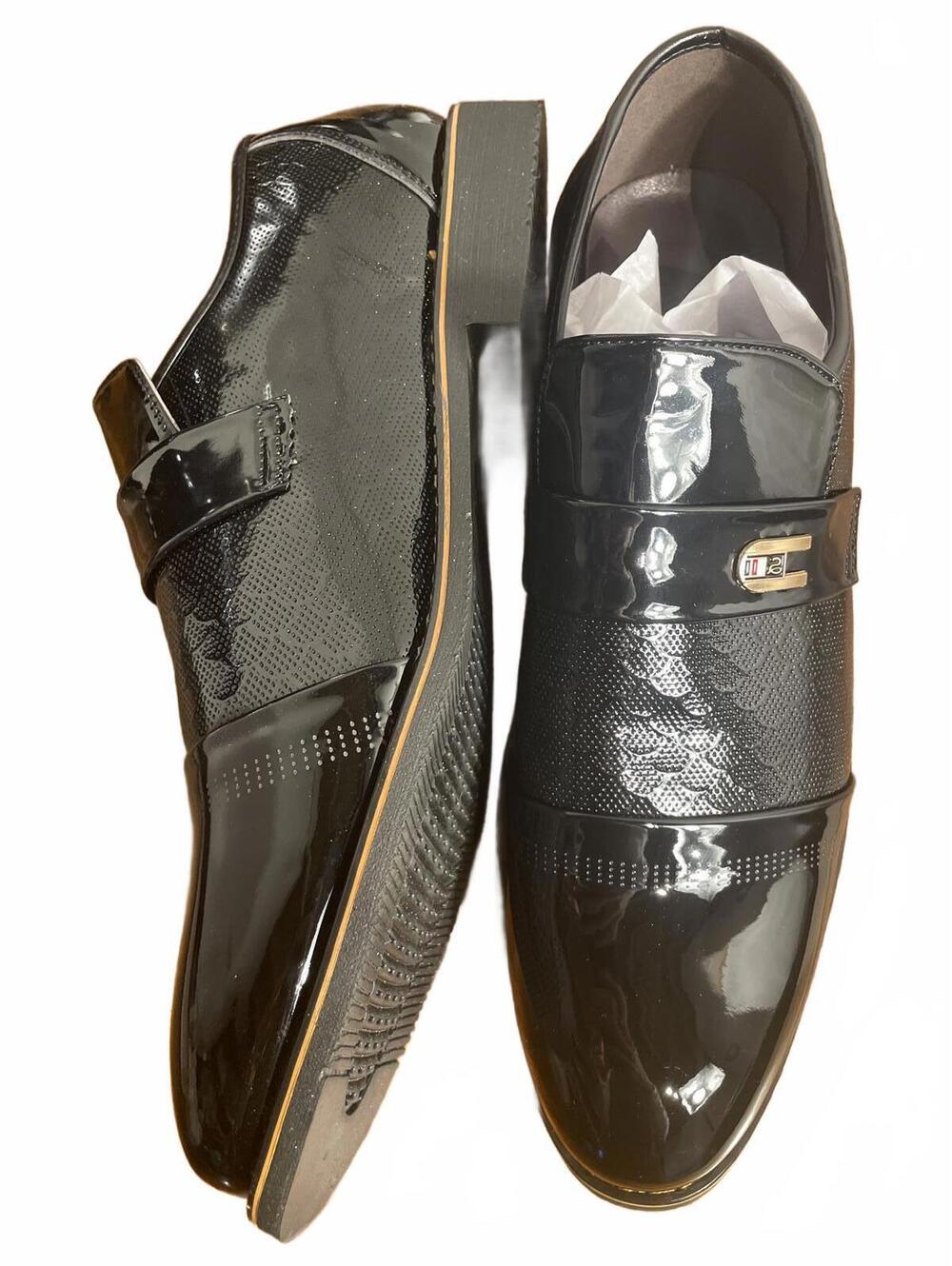 Oxford Dress Shoes Men's Sz 12 Black Slip On Stretch Wedding